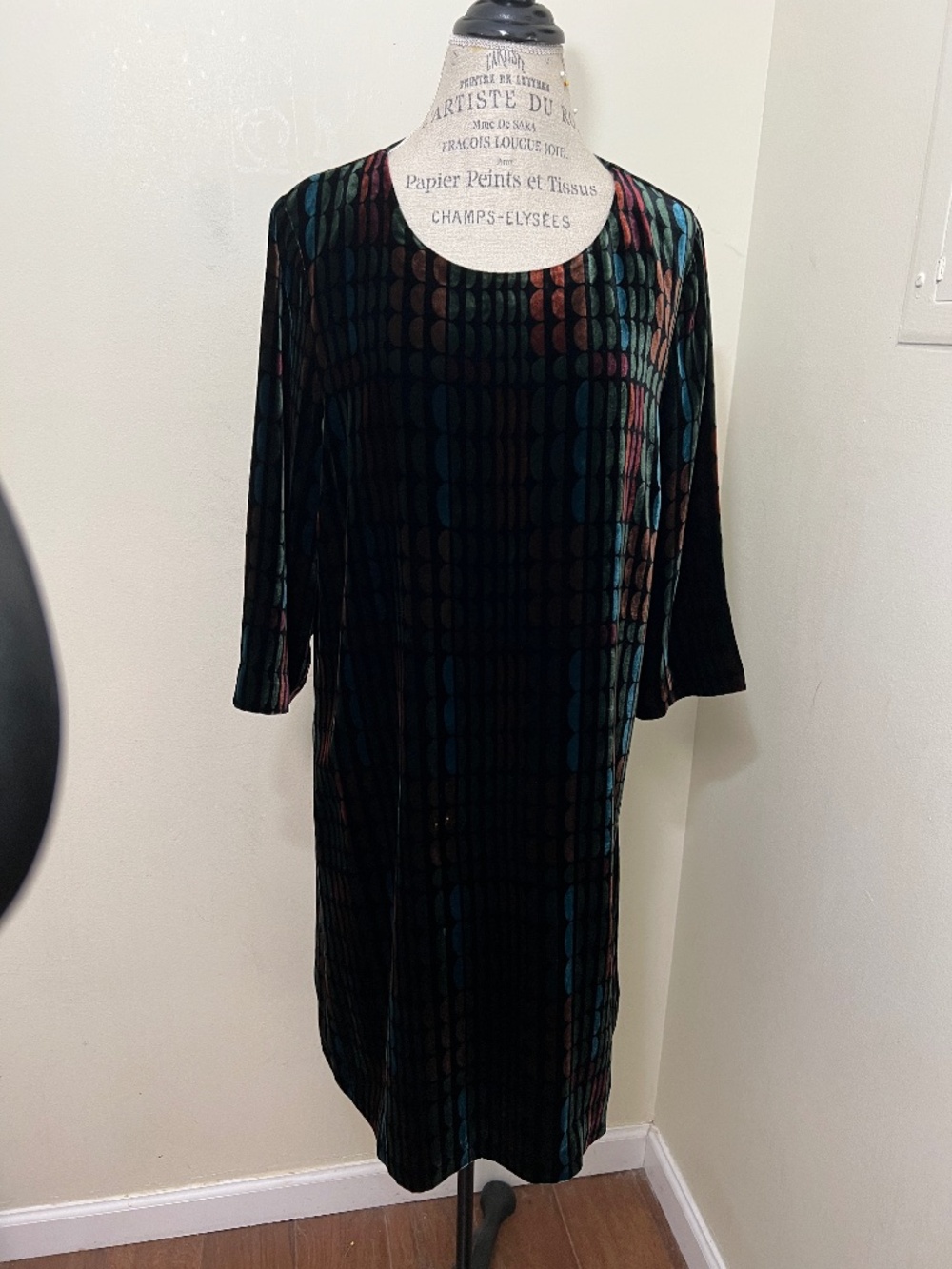 Seasalt Cornwall Mahonia Print Velvet Shift Dress Plus Size 16